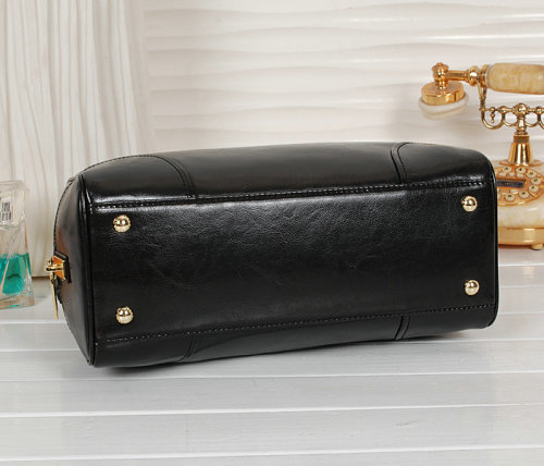 2014 Prada Shiny Leather Two Handle Bag BL0822 black
